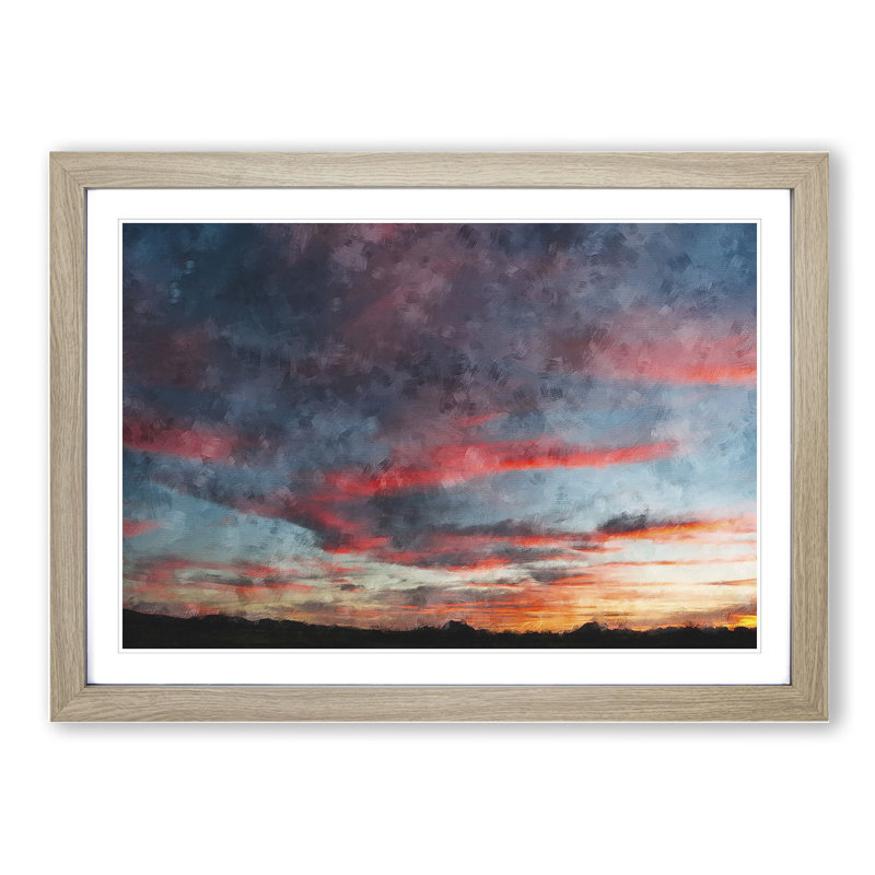 Sunset View Vol.2 - Picture Frame Painting, Oak Framed, 36cm H x 48cm W x 2cm D