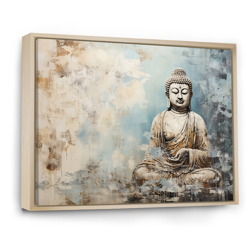 Statue simple bouddhisme - Art mural bouddhisme, H 34 po x l 44 po x P 1,5 po, Cadre naturel flottant