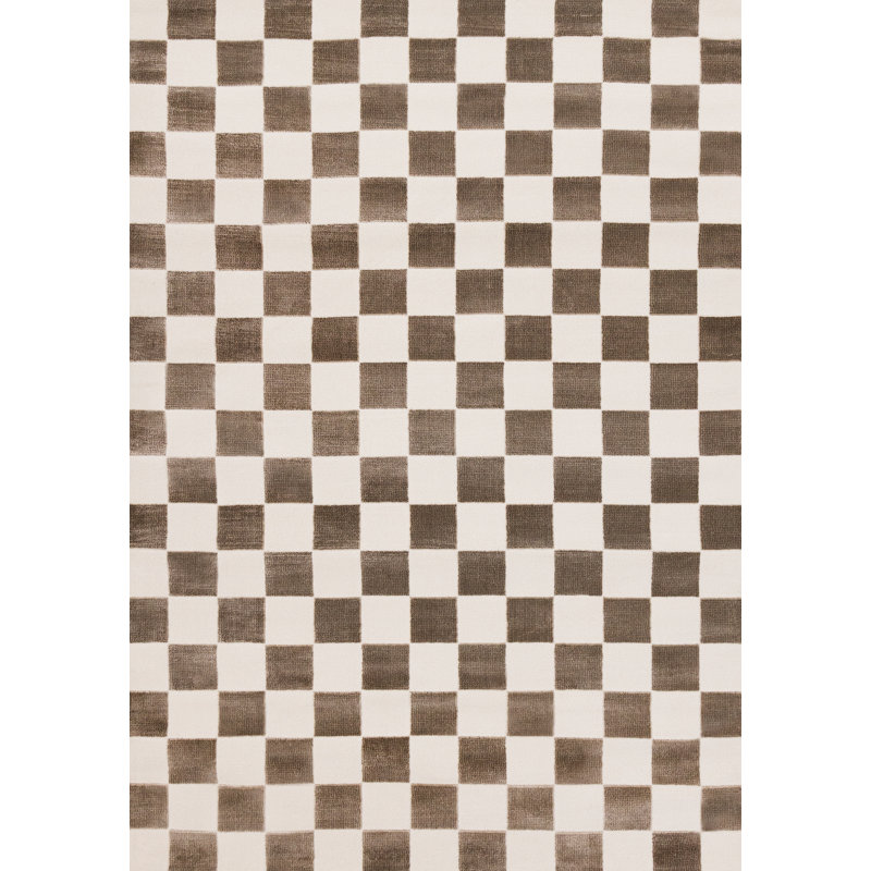 Tapis d'intérieur à carreaux brun Marshay, Rectangle 6 pi 7 po x 9 pi 6 po