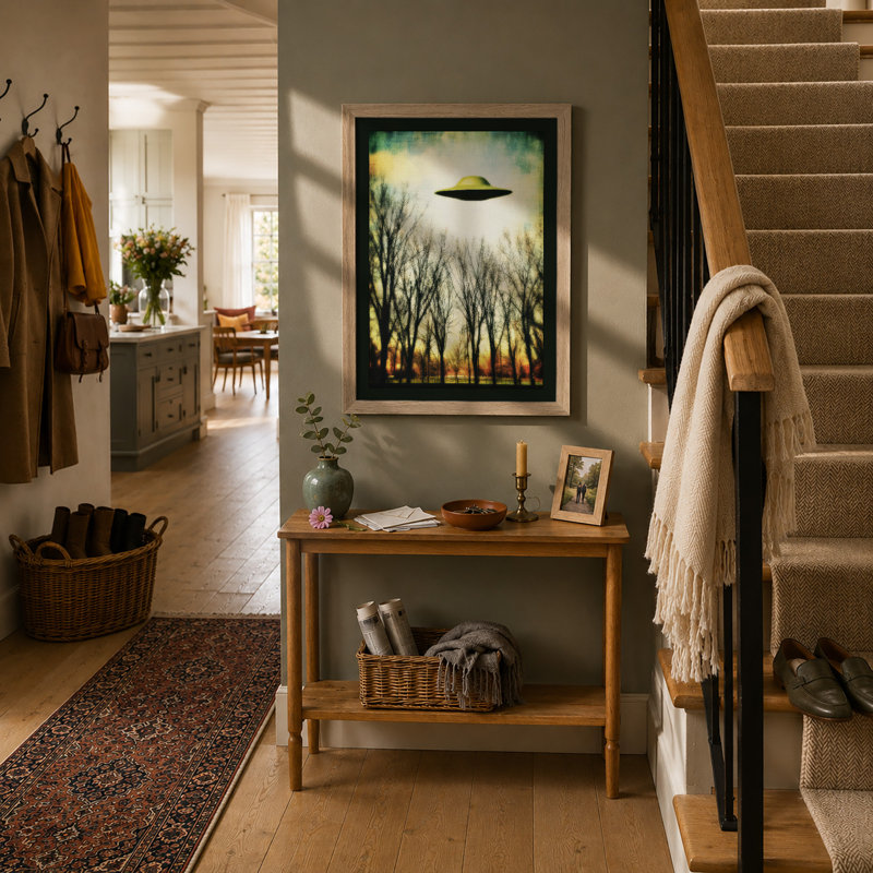 UFO Over Forest Modern - Print, A3 - 42.0 x 29.7 cm, Oak