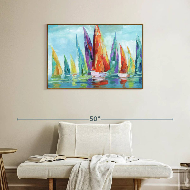 Fine Day Sailing I, Floating Frame Gold, 37" X 25"