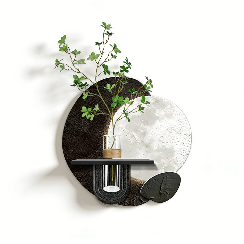 Décoration murale moderne minimaliste de plantes grès vertes hydroponique, H 19,69 po x l 19,69 po x P 1,57 po