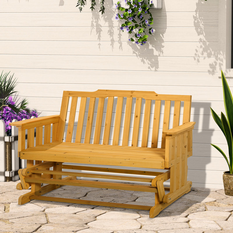 Banc d'extérieur avec chaise berçante en bois naturel et fauteuil relaxant