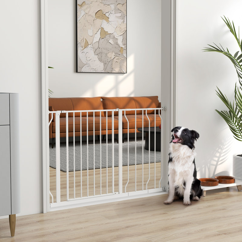 Pressure Mounted Pet Gate With Door, White