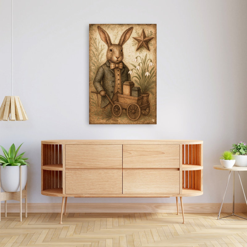 «The Traveller», art mural rustique, paysage abstrait de la faune, H 48 po x l 32 po
