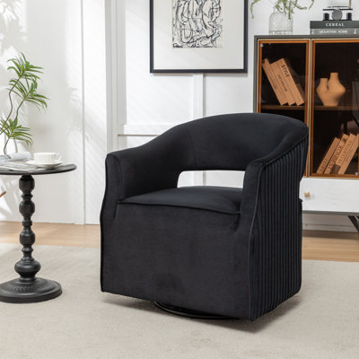 Fumiyo Velvet Swivel Barrel Chair