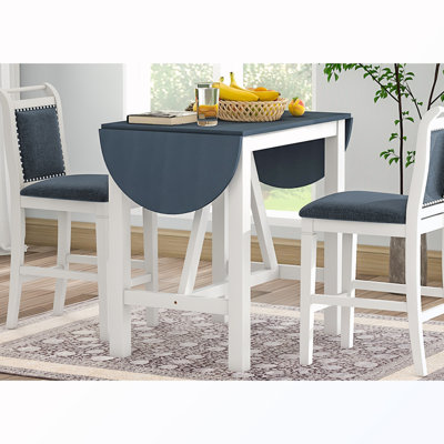 3-Piece Drop Leaf  Dining Table Set with 2 Upholstered Chairs