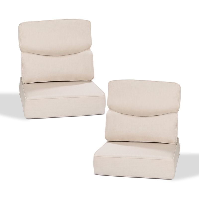  Ensemble de coussins de chaise d'extérieur Smile, tissu Sunbrella à haut dossier et coussins d'extérieur à assise profonde, ensemble de 2