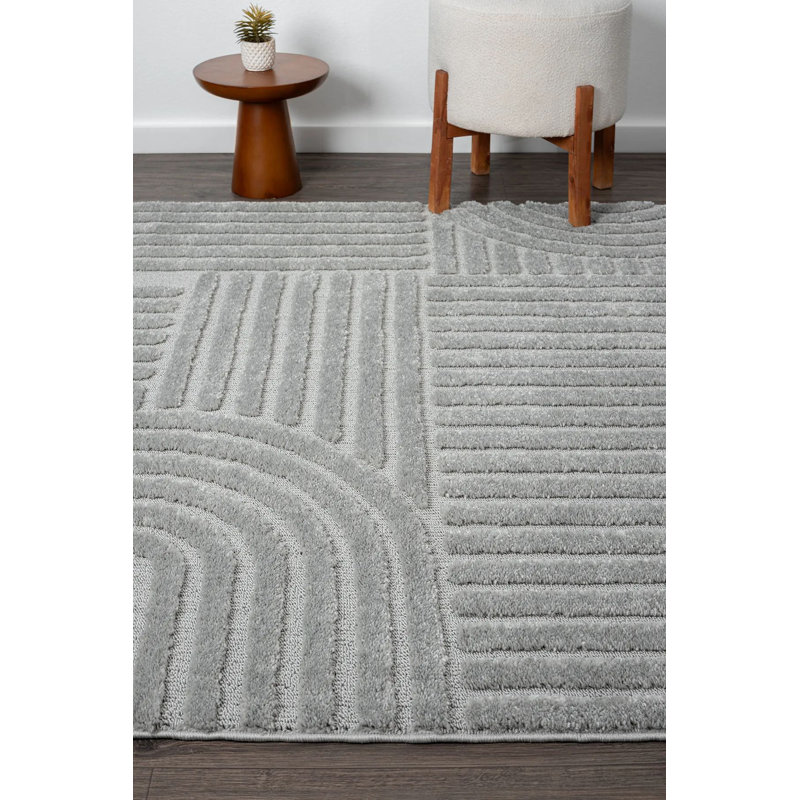 Luxurious Grey Area Rug, 7.9 x 11.2 Feet | 100% Polypropylene, Machine Woven, 1.7 cm Pile Height | Non-Slip Dot Underside, Antibacterial | Perfect for Living Room, Bedroom, and Dining Areas, Easy to Maintain