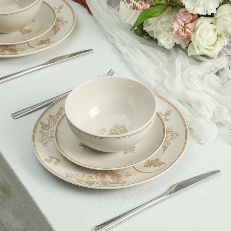 Stone Lain Opal 12-Piece Dinnerware Set Stoneware, Beige