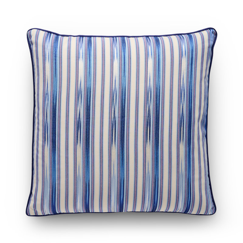 Kutnu Medium Ikat Pattern Pillow, Square 20"H x 20"W, Marine Ikat