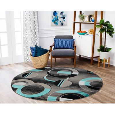Tapis gris / turquoise Adonia