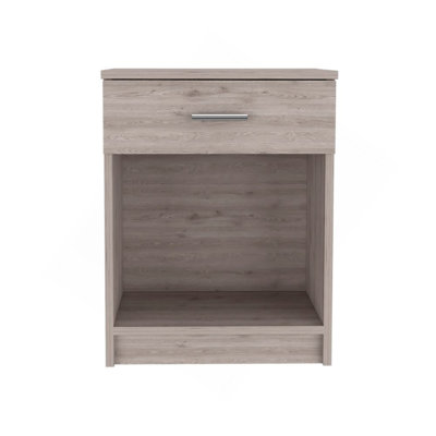 Nightstand 21"H, One Drawer, Low Shelf, Top, Light Gray