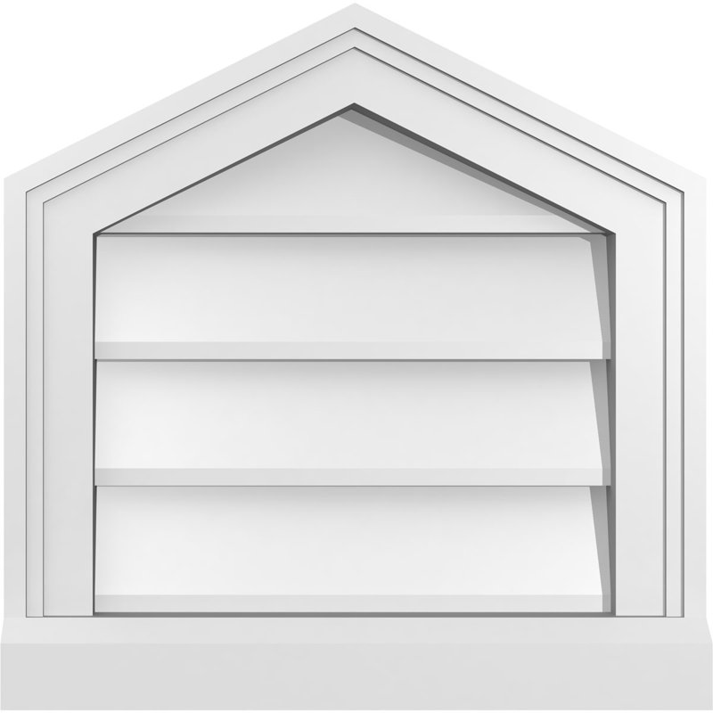 Peaked Top Surface Mount Signature Urethane Non-Functional Gable Vent 6/12 Pitch Primed Tan, 16" H x 16" W x 2" D