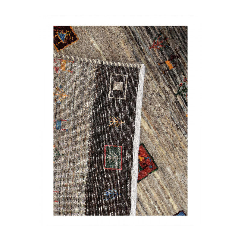 Tapis beige en laine d'agneau unique 2 pi 4 po x 3 pi 6 po Makhya