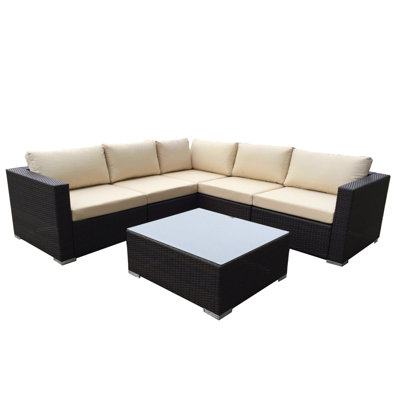 Josselyn 6 Piece Rattan Sectional Seating Group with Cushions by Ebern Designs