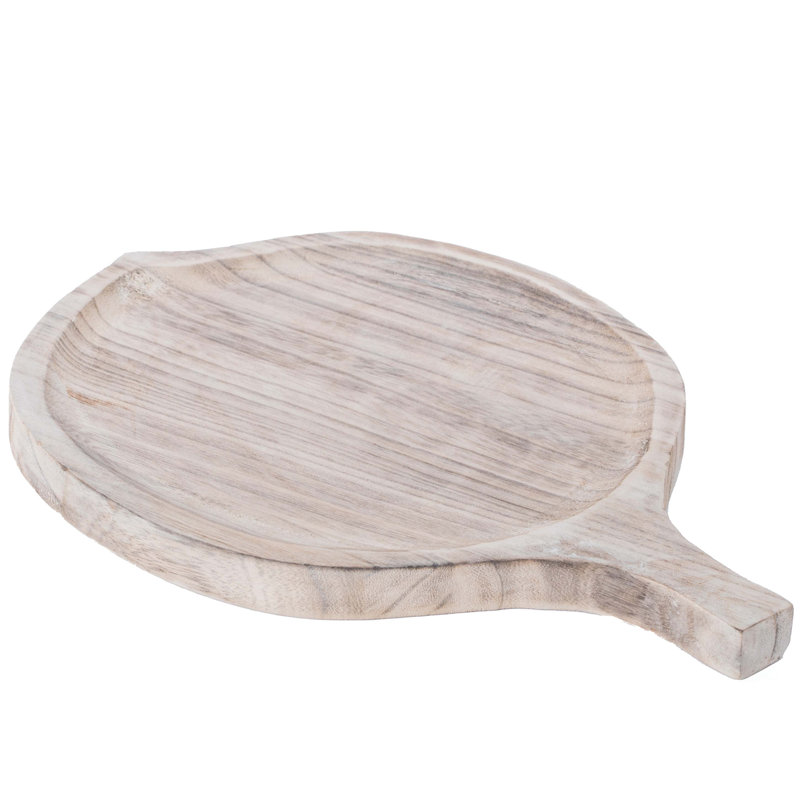 Plateau de service en bois en forme de feuille, Gris, H 1 po x l 15,75 po x P 11 po