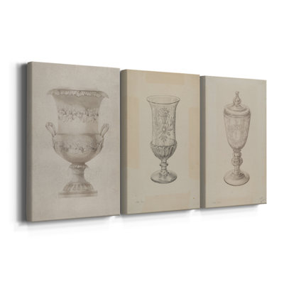 Vintage Sketch XXVIII  -Custom Wrapped Gallery Canvas - 3 Pieces