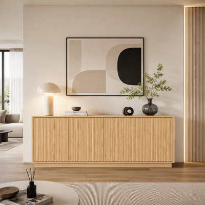 62.99" Sideboard Cabinet with 4 Doors & Shelves,Wooden Kitchen Coffee Bar Credenza Storage for Living Room