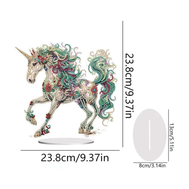 Pascarella 5D DIY Colourful Unicorn Diamond Painting Kit Tabletop Decoration