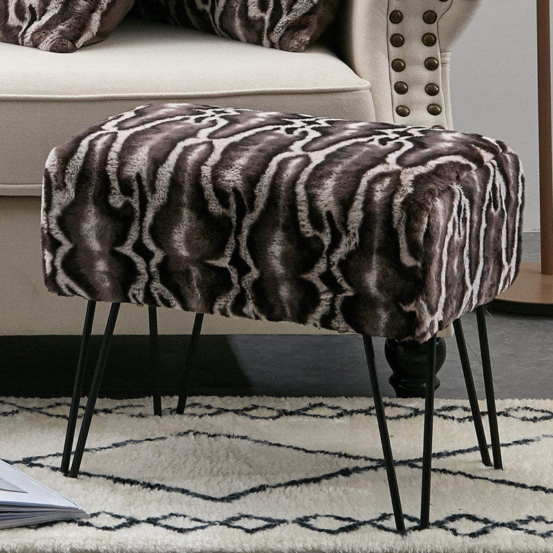 Greater Taree Upholstered Ottoman, Meru Geo Pure Cashmere