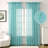 Turquoise Sheer Curtains 2 Panels Embroidered Leaf Patterned Rod Pocket Floral-1547527588