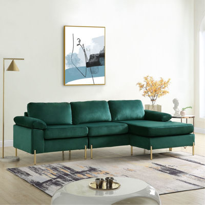Canapé modulaire en velours avec méridienne