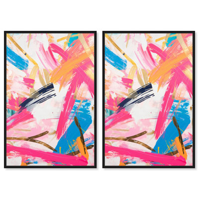 Exuberant Language Canvas Print Modern Abstract Art Set by Art Remedy, Black Frame, 10 x 15