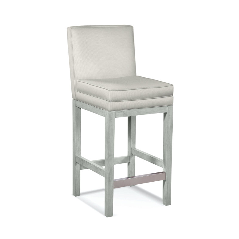 Upholstered Stool, Vanilla Crypton Performance; 0822-91, Nickel Finish