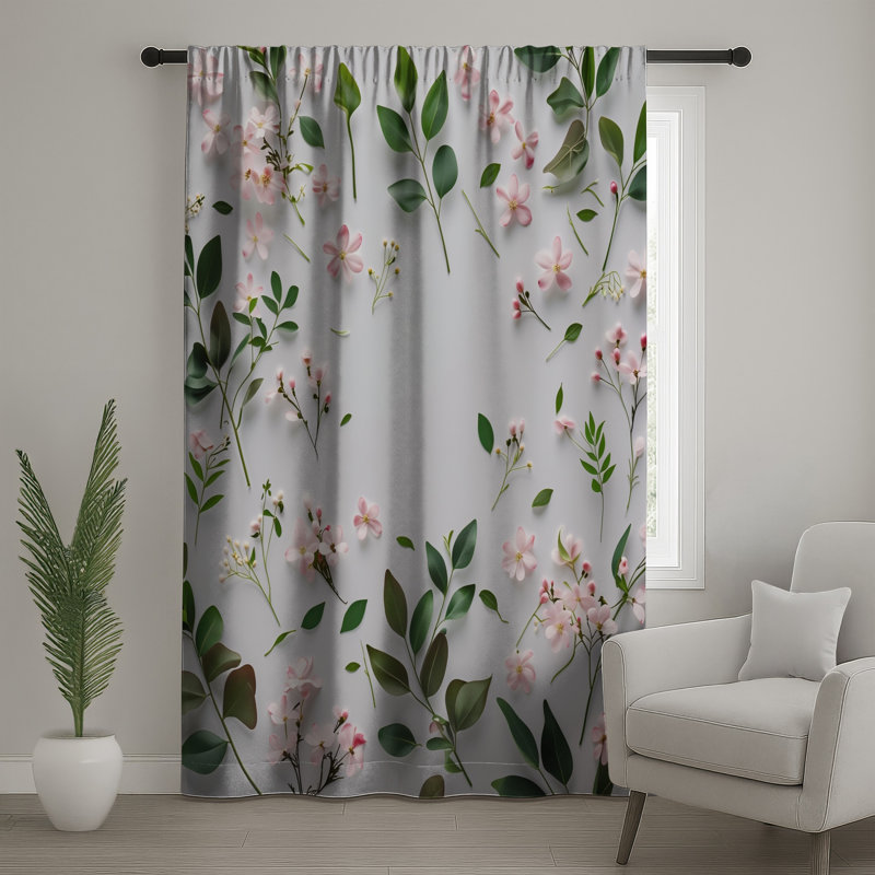 Rideaux floraux, voilages et voilages à motif floral - 1 panneau, Blockout, 50" x 92" - 1 Panel