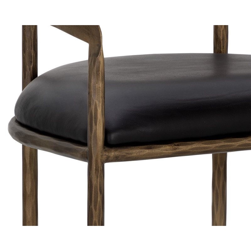 ZANATTA BARSTOOL - CHARCOAL BLACK LEATHER, Black, Counter Stool (26.5" Seat Height)