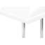 Table d'appoint, en forme de C, bout, côté, collation, salon, chambre à coucher, stratifié blanc brillant, métal chromé, contemporain, moderne-220939063-220939058