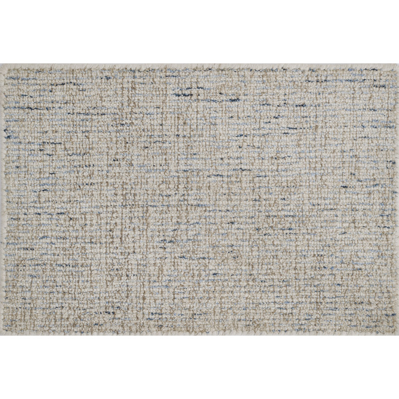 Tapis Milton en laine bleue tufté à la main, à motifs abstraits, 2,13 m x 5,18 m, Bleu, 7 pi x 17 pi
