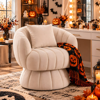 Upholstered Swivel Accent Chair Barrel Chair with Pillow