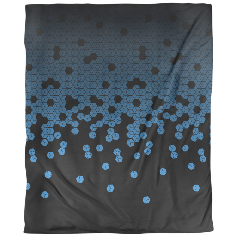 Tissu cube culbuté, Bleu, L 54 po x l 36 po, Coton peigné pima