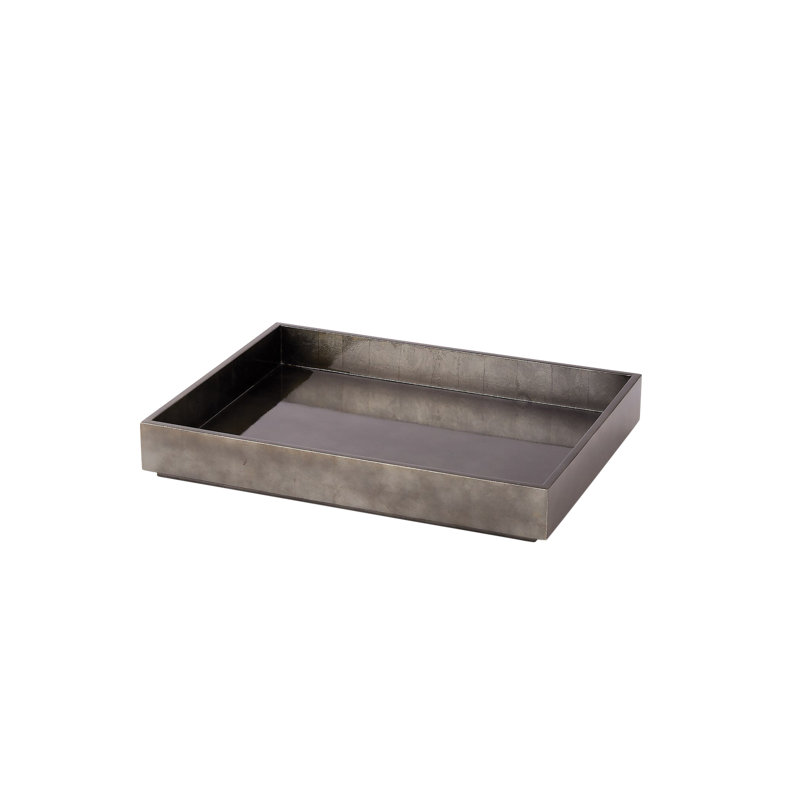 Plateau rectangulaire feuille d'argent, H 2,25 po x l 14 po x P 18 po