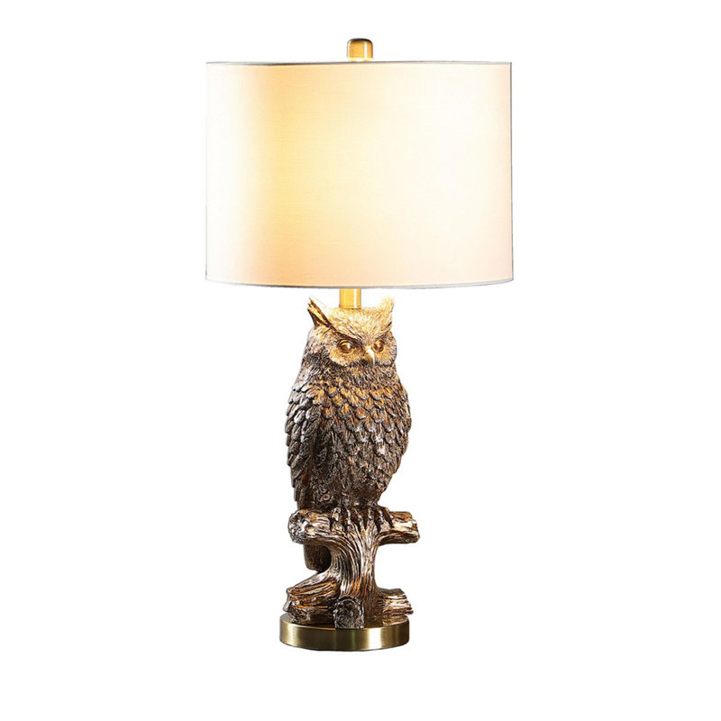 Silver Owl on Branch Table Lamp
