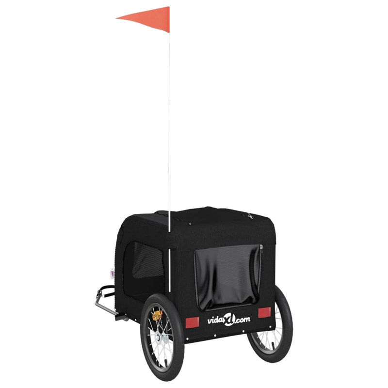 Pet Bike Trailer Oxford Fabric and Iron, Black, 66cm H x 125cm W x 64cm D