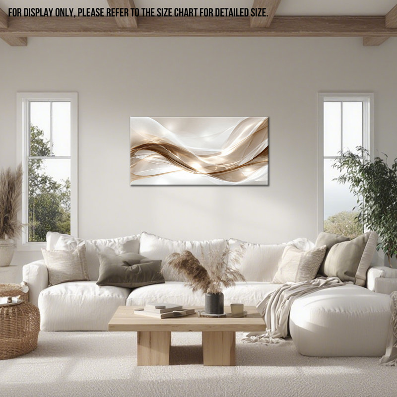 Large Abstract Art Wall Decor - Abstract Canvas Artwork for Living Room, Serene Monochrome Pictures Wall Decor for Bedroom, Wrapped Canvas Print with Pine Frame, 24×48 inches