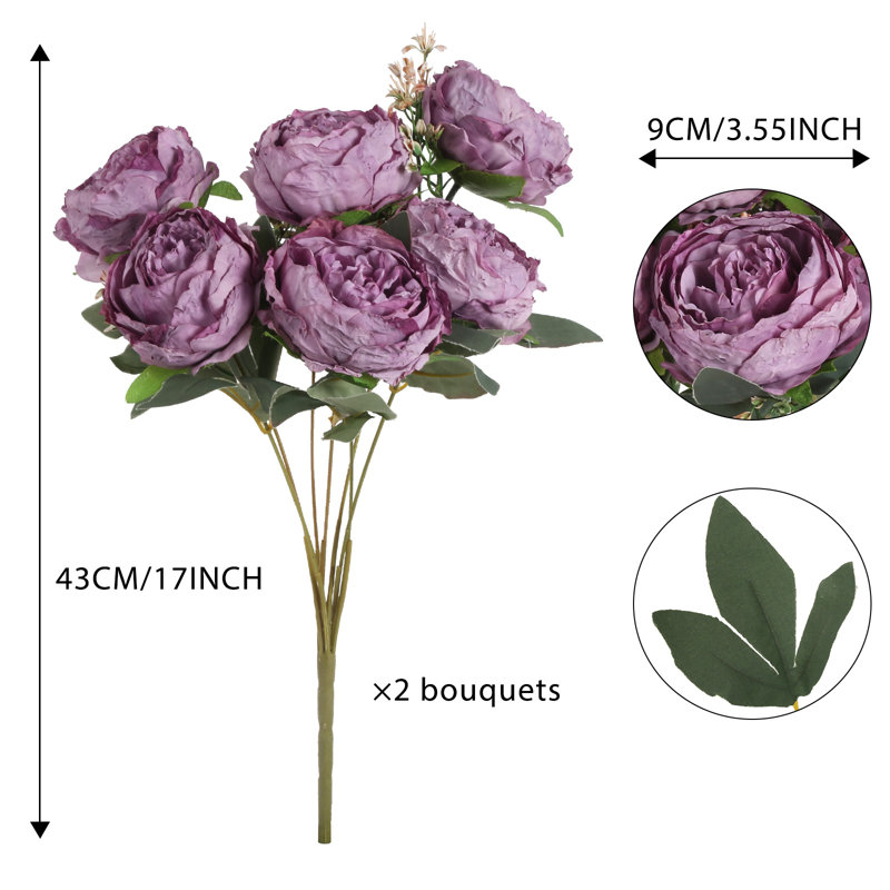 Arrangement floral bouquet de pivoines rétro, Mauve