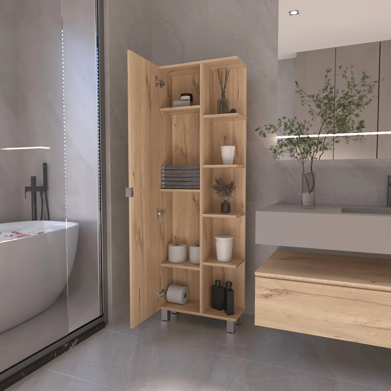 Armoire à linge à 5 tablettes, Chêne