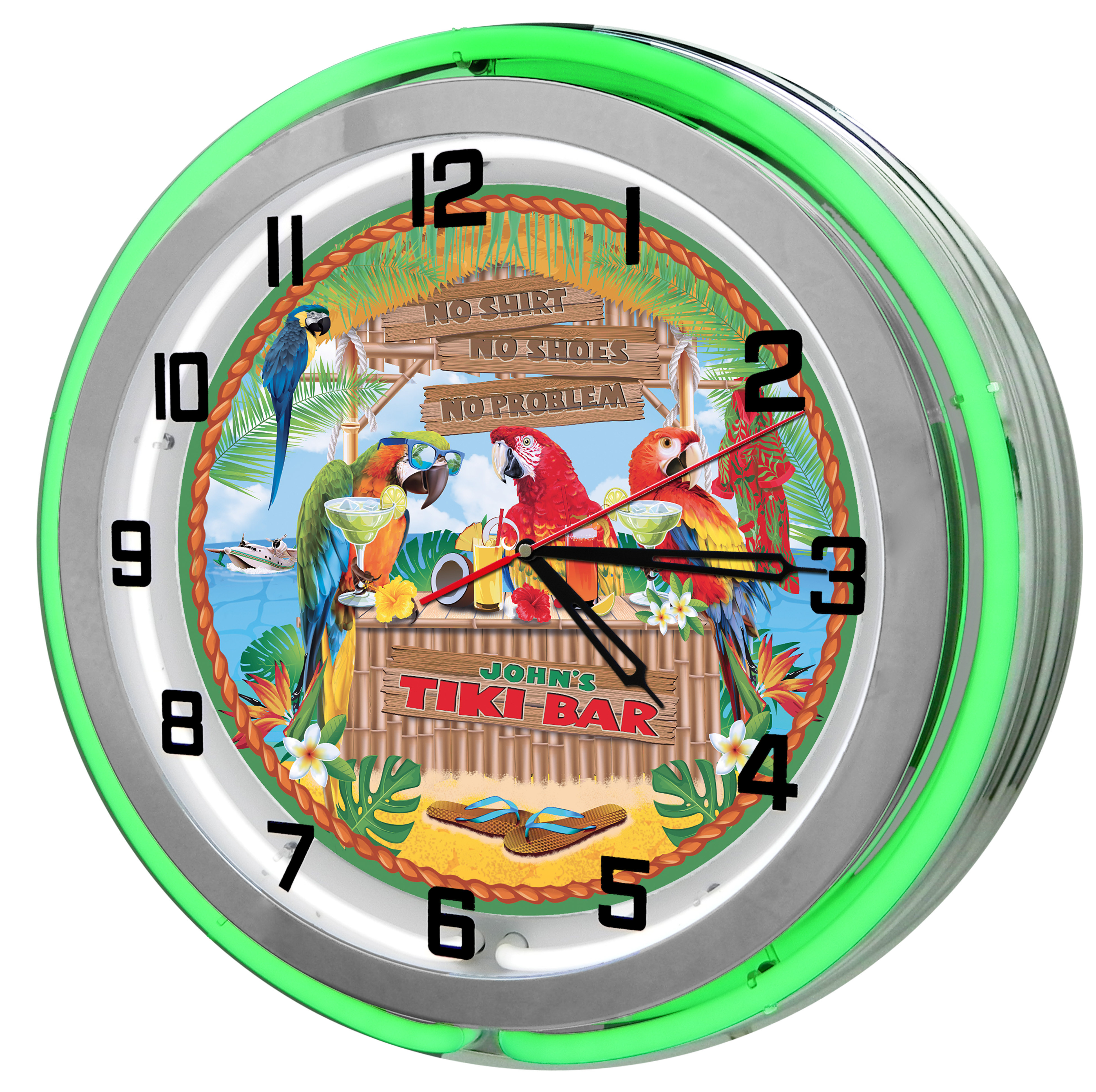 Redeye Laserworks Tiki Bar Paradise Neon Wall Clock | Wayfair