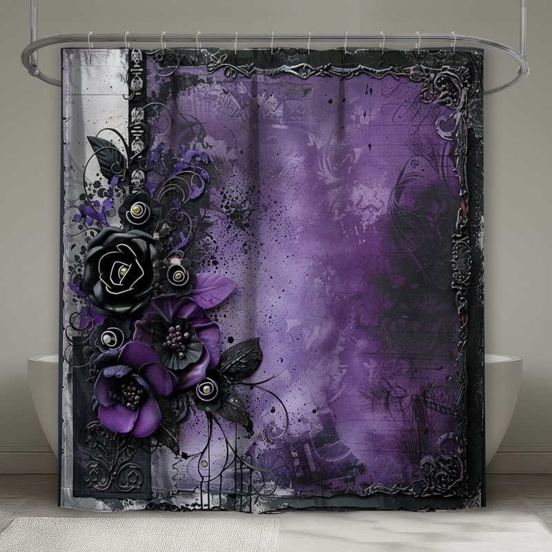 Rideau de douche Floral, H 73 po x l 70 po , Floral mauve