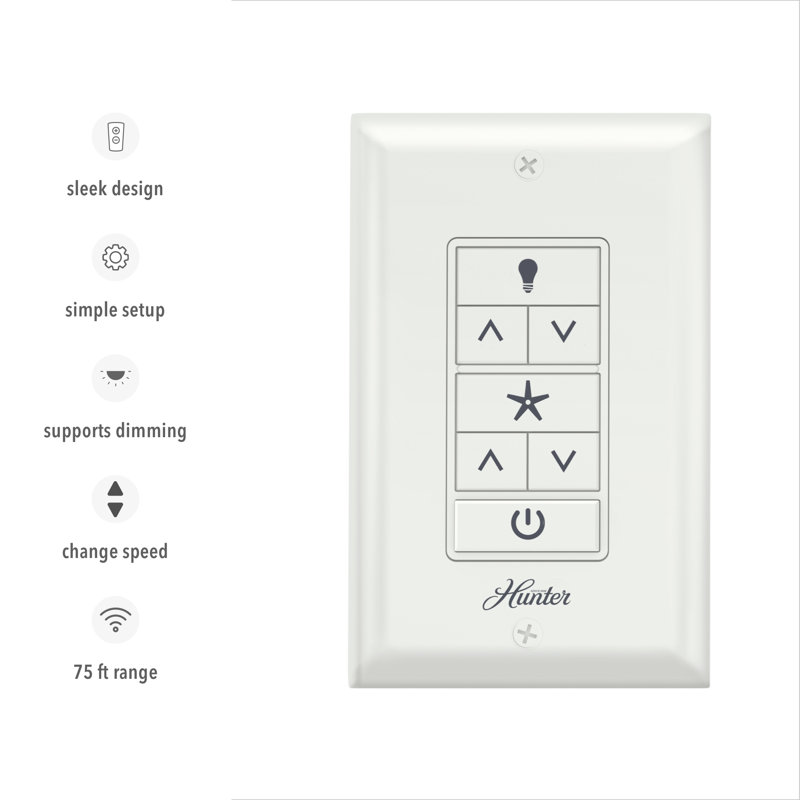 Universal White Fan Light Wall Control with Receiver