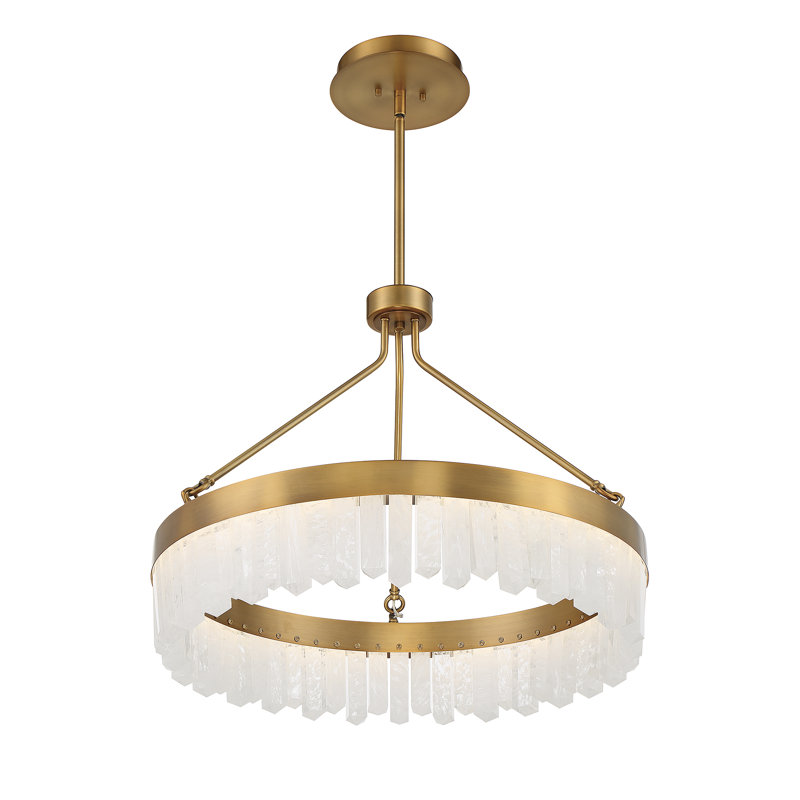 Landon LED Pendant in Warm Brass, 22" H x 27" W x 27" D