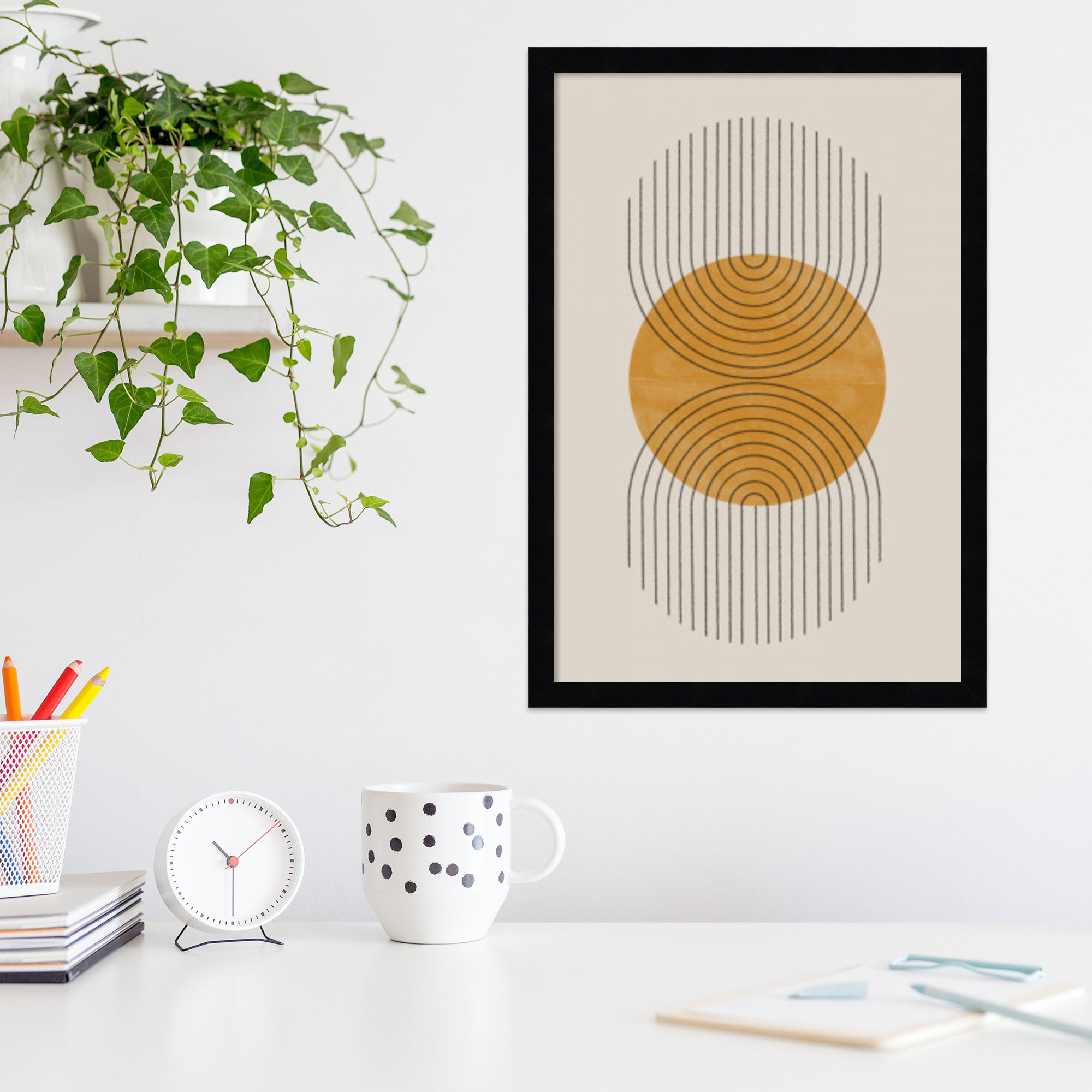 Perfect Point Yellow by The MIUUS STUDIO, 21" H x 15" W x 1" D, Black Framed