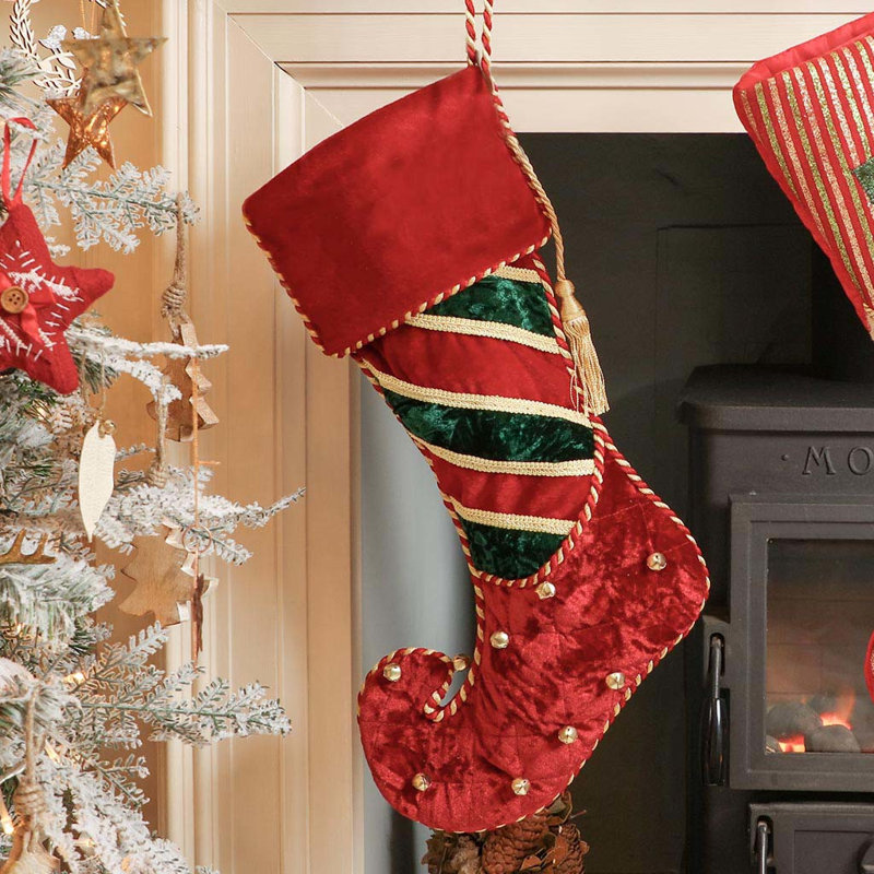 Jingle Bell Red Velvet Stocking