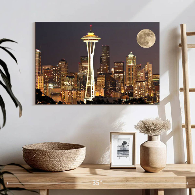 Ravi Supermoon Over Seattle, 8" H x 12" W