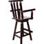 Tabouret de cuisine rustique en bois de sapin brun avec pivotant à 360 ° et repose-pieds stable-1866682634