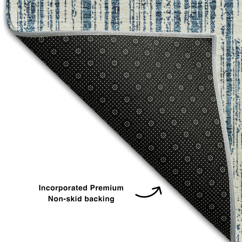 Premium Machine Washable Prisco Blue Rug, Rectangle 10' x 14'